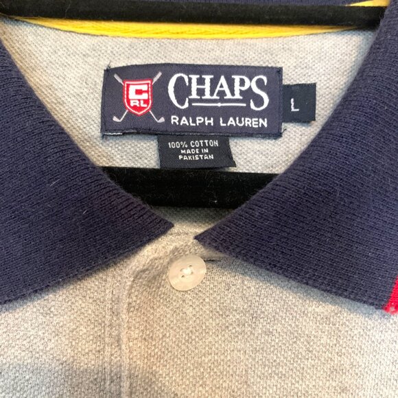 VTG Ralph Lauren Chaps Golf Polo Blocked Colors Large Spell Out on Back Preppy - Picture 3 of 9